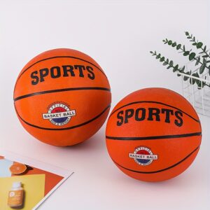 Size 3/5/7 Brown Rubber Rotating Basketball - High Elasticity with Sports Logo & Badge, Perfect Gift for Teens & Adults (Teacher's Day, Mother's Day, Father's Day, Independence Day, Grandparents' Day), Recreational Ball, Durable Ball