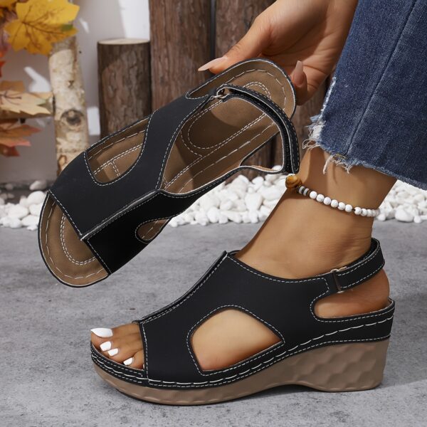 New Summer Fashionable High-Heeled Sandals, Large Size Women'S Shoes, Adjustable Fastener Strap, Lightweight And Comfortable Soft Women'S Footwear, Wedge Heels