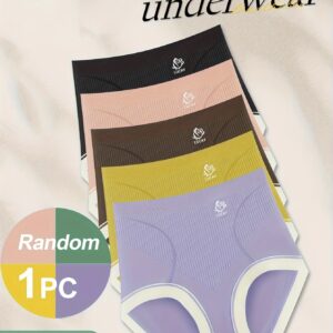 Random Pack of 5 Colors Plus Size High-Waisted Tummy Control Butt Lifting Seamless Panties Women's Underwear Thong